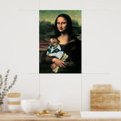 Mona Lisa houdt een hond en een bot vast Poster (Keuken)
