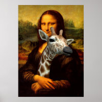Mona Lisa Houdt Een Knuffel Giraf