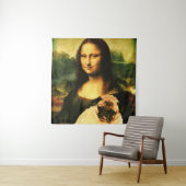 Mona Lisa houdt een pug vol, Pug-liefhebber Wandkleed (In situ)