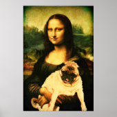 Mona Lisa houdt een pug vol, Pug-liefhebbers Poster (Voorkant)