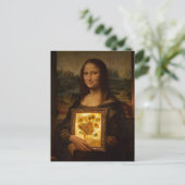 Mona Lisa houdt een Van Gogh vast Briefkaart (Staand voorkant)