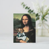 Mona Lisa houdt haar hond en een bot vast Briefkaart (Staand voorkant)