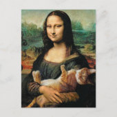 Mona Lisa houdt haar kat Leonardo da Vinci vast Briefkaart (Voorkant)