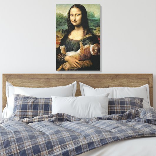 Mona Lisa houdt haar kat Leonardo da Vinci vast Canvas Afdruk (Insitu (Slaapkamer))