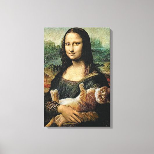 Mona Lisa houdt haar kat Leonardo da Vinci vast Canvas Afdruk (Voorkant)