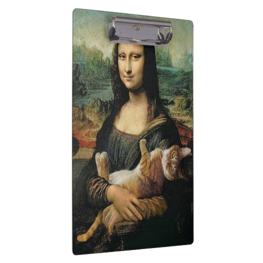 Mona Lisa houdt haar kat Leonardo da Vinci vast Klembord (Rechts)