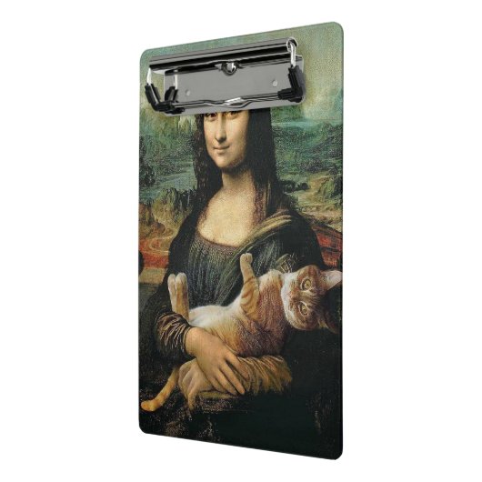 Mona Lisa houdt haar kat Leonardo da Vinci vast Mini Klembord (Angled2)