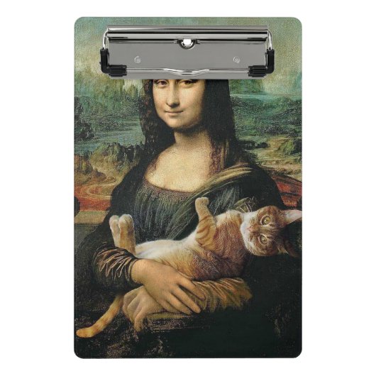 Mona Lisa houdt haar kat Leonardo da Vinci vast Mini Klembord (Voorkant)