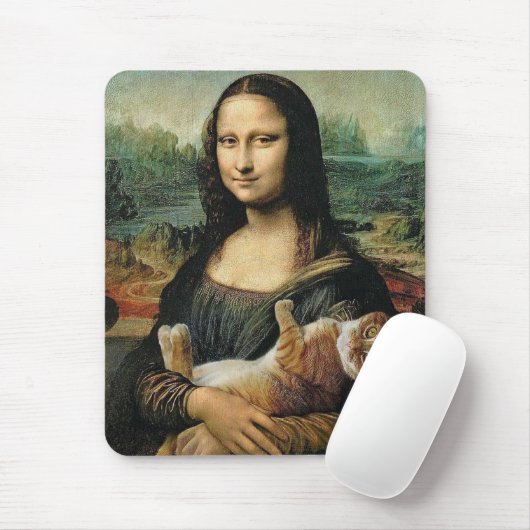 Mona Lisa houdt haar kat Leonardo da Vinci vast Muismat (Met muis)