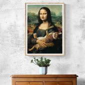 Mona Lisa houdt haar kat Leonardo da Vinci vast Poster