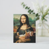 Mona Lisa houdt haar kat vast Feestdagenkaart (Staand voorkant)