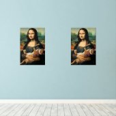 Mona Lisa houdt haar kat vast Muurkunst Sets (Houten vloer)