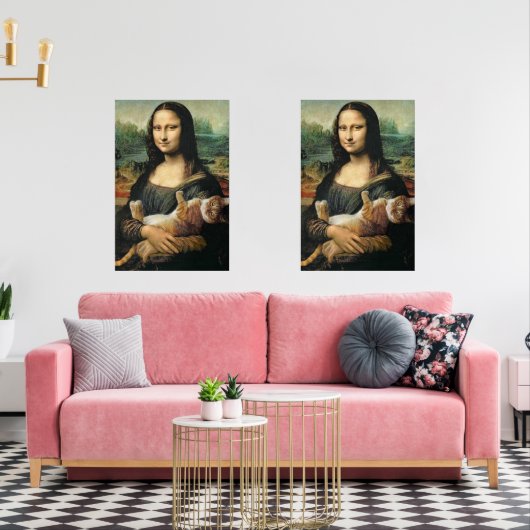 Mona Lisa houdt haar kat vast Muurkunst Sets (Woonkamer)