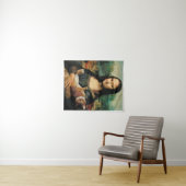 Mona Lisa houdt haar katart Leonardo da Vinci vast Wandkleed (In Situ (horizontaal))