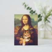 Mona Lisa houdt haar kattehuisdier Leonardo da Vin Briefkaart (Staand voorkant)