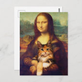 Mona Lisa houdt haar kattehuisdier Leonardo da Vin Briefkaart (Voorkant / Achterkant)