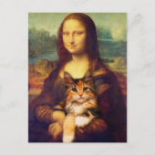 Mona Lisa houdt haar kattehuisdier Leonardo da Vin Briefkaart (Voorkant)