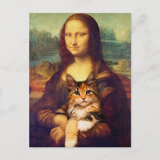 Mona Lisa houdt haar kattehuisdier Leonardo da Vin Briefkaart (Voorkant)