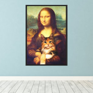Mona Lisa houdt haar kattehuisdier Leonardo da Vin Canvas Afdruk
