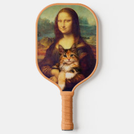 Mona Lisa houdt haar kattehuisdier Leonardo da Vin Pickleball Paddle