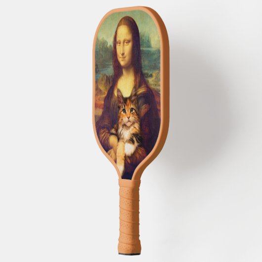 Mona Lisa houdt haar kattehuisdier Leonardo da Vin Pickleball Paddle (Links)