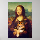 Mona Lisa houdt haar kattehuisdier Leonardo da Vin Poster (Voorkant)