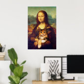Mona Lisa houdt haar kattehuisdier Leonardo da Vin Poster (Thuiskantoor)
