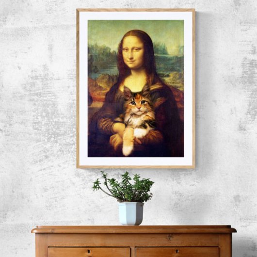 Mona Lisa houdt haar kattehuisdier Leonardo da Vin Poster