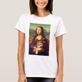Mona Lisa houdt haar kattehuisdier Leonardo da Vin T-shirt