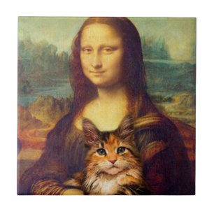 Mona Lisa houdt haar kattehuisdier Leonardo da Vin Tegeltje