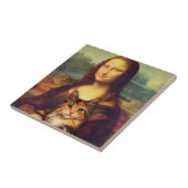 Mona Lisa houdt haar kattehuisdier Leonardo da Vin Tegeltje (Zijkant)