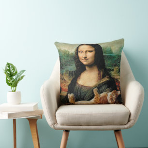Mona Lisa houdt haar kattekattenliefhebbers vast Kussen