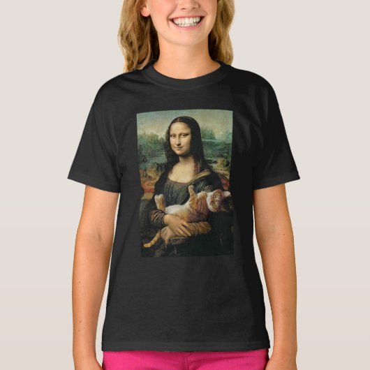 Mona Lisa houdt haar kattekattenliefhebbers vast T-shirt (Voorkant)