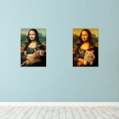 Mona Lisa houdt haar katten vast Muurkunst Sets (Houten vloer)