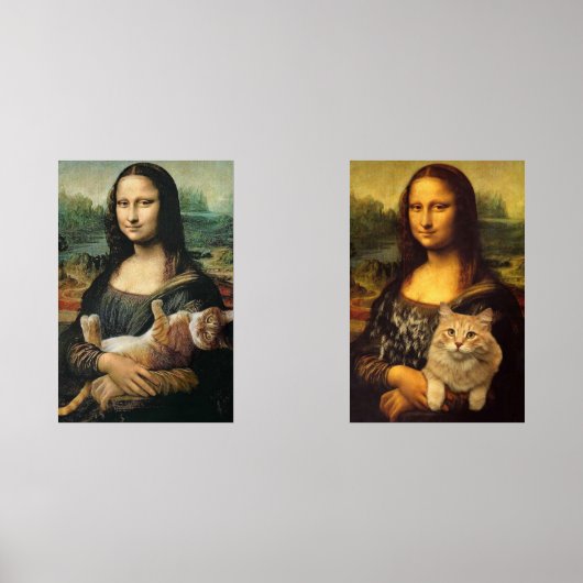 Mona Lisa houdt haar katten vast Muurkunst Sets (Voorkant)