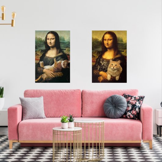 Mona Lisa houdt haar katten vast Muurkunst Sets (Woonkamer)
