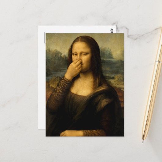 Mona Lisa houdt haar neus nr. 2 Briefkaart (Voorkant / Achterkant in situ)