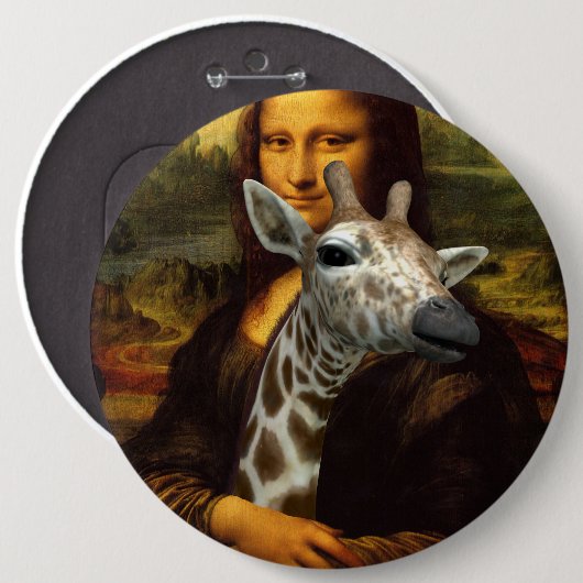 Mona Lisa houdt van Giraffes Ronde Button 6,0 Cm (Voorkant /achterkant)