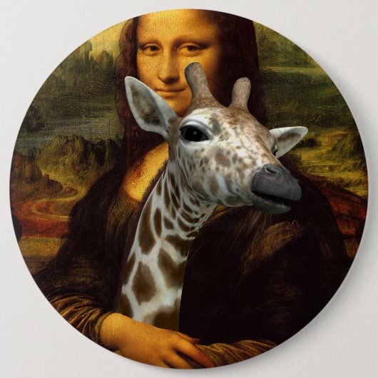 Mona Lisa houdt van Giraffes Ronde Button 6,0 Cm (Voorkant)