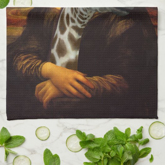 Mona Lisa houdt van Giraffes Theedoek (Gevouwen)