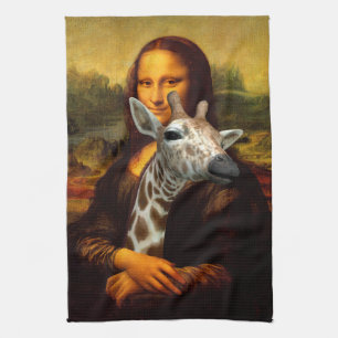 Mona Lisa houdt van Giraffes Theedoek