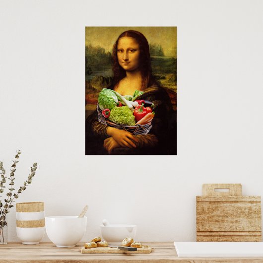 Mona Lisa houdt van groenten Poster (Keuken)
