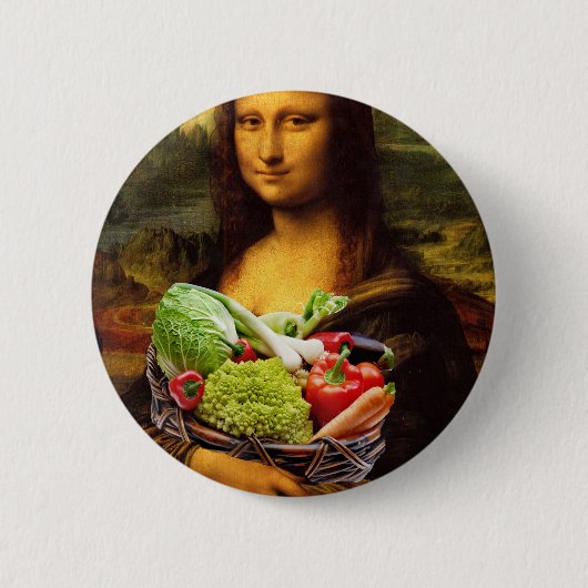 Mona Lisa houdt van groenten Ronde Button 5,7 Cm (Voorkant)