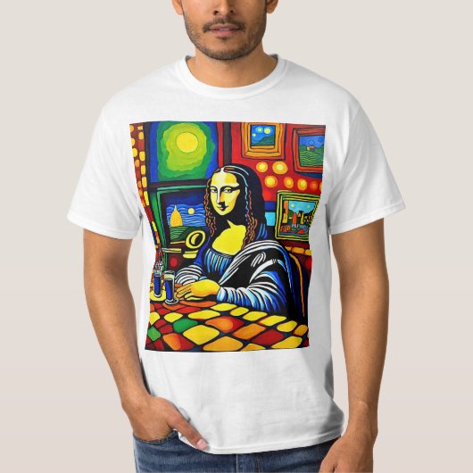 Mona Lisa in café 2 T-shirt (Voorkant)