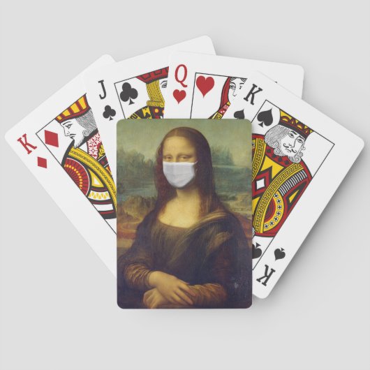 Mona lisa in een chirurgisch masker leonardo da Vi Pokerkaarten (Achterkant)