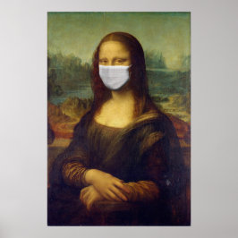 Mona lisa in een chirurgisch masker leonardo da Vi Poster