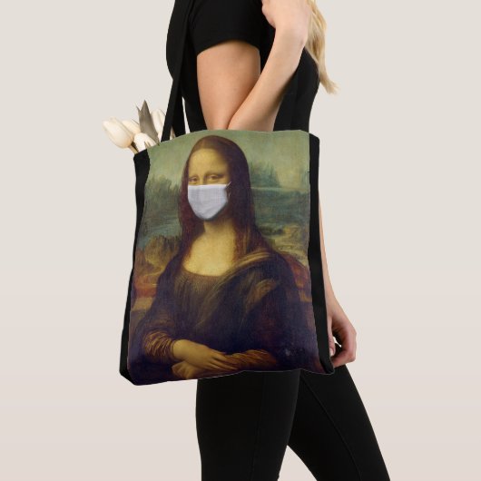 Mona lisa in een chirurgisch masker leonardo da Vi Tote Bag (Dichtbij)