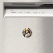 Mona Lisa in een Kerstmanhoed -feestelijk Magneet (Insitu (Vaatwasser))