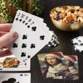 Mona Lisa in een kerstmuts - feestelijke sfeer Pokerkaarten (Insitu)