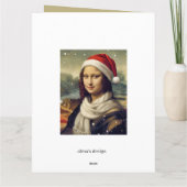 Mona Lisa in een kerstmuts - grappige quote Kaart (Achterkant)